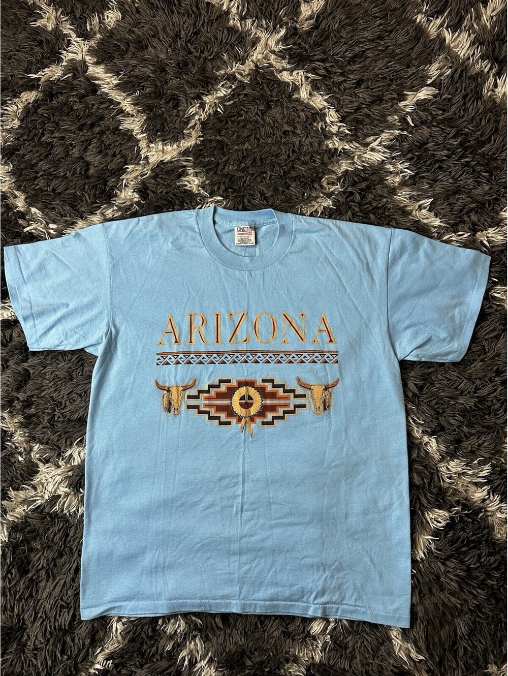 Vintage 90s Oneita Power 50 Arizona Southwest Skull T Shirt XL USA Made Graphic